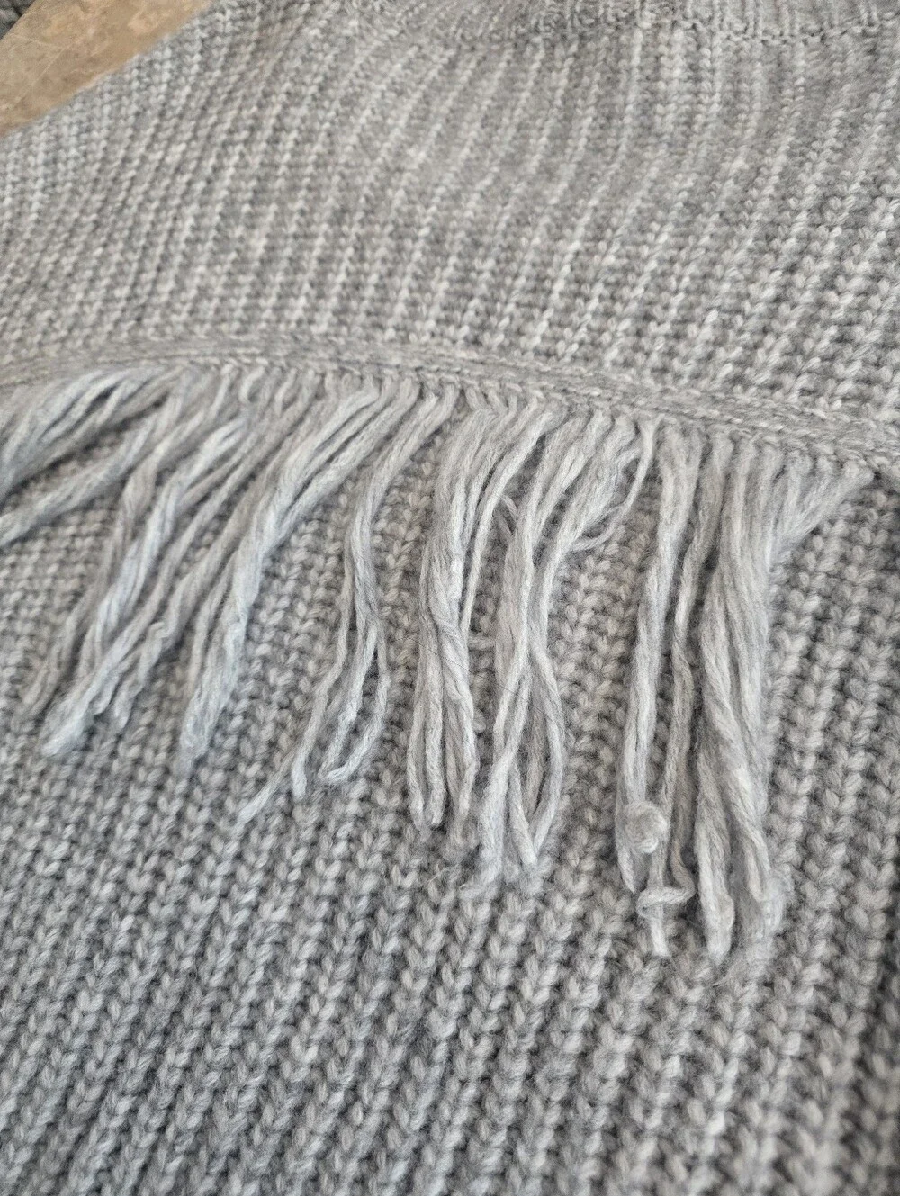 Wild Moss Fringe Sleeve Chunky Knit Sweater Sz Large